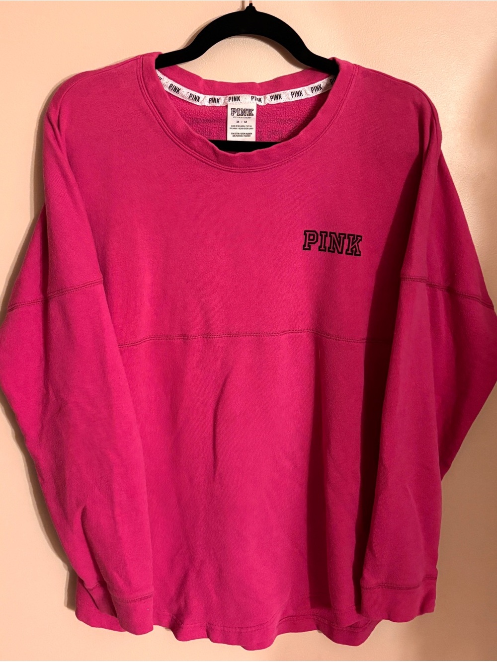 Womens PINK Victoria's Secret Hot Pink Crewneck lightweight Sweatshirt - Medium